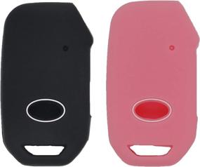 img 4 attached to LemSa Keyless Entry Remote Car Smart Key Fob Shell Cover for KIA 2021-2019 Models - Protective Case for Telluride, Seltos, Soul & More (Black Pink)