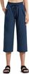 women's quick dry wide leg capri pants with pockets - lightweight, comfy loose lounge sweatpants crop logo