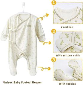 img 3 attached to Cotton Baby Footie Pajamas With Built-In Mittens For Sleep And Play - COBROO Unisex Infant Unionsuit, Ideal For 0-3 Months