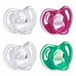 tommee tippee ultra-light silicone pacifier, symmetrical one-piece design, bpa-free silicone binkies, 18-36m, 4-count logo