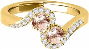 img 3 attached to MauliJewels Engagement Rings For Women 1.06 Carat Two Stone Morganite And Diamond Ring Prong 14K Yellow Gold Gemstone Wedding Jewelry Collection