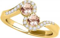 maulijewels engagement rings for women 1.06 carat two stone morganite and diamond ring prong 14k yellow gold gemstone wedding jewelry collection logo