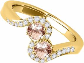 img 2 attached to MauliJewels Engagement Rings For Women 1.06 Carat Two Stone Morganite And Diamond Ring Prong 14K Yellow Gold Gemstone Wedding Jewelry Collection