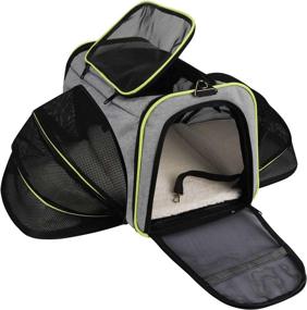 img 4 attached to 🐾 Airline Approved Expandable Pet Carrier for Dogs and Cats with Soft-Sided Pad - Soft Sided Cat Carrier with 4 Doors for Airplane Travel