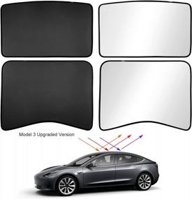 img 3 attached to Tesla Model 3 Sunshade Upgrade 2022 2021 - 4Pc Set Front & Rear Glass Roof Skylight Reflective Covers Foldable Double-Layered UV Protection Easy Installation