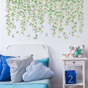 img 3 attached to 🌿 Rajahubri Green Leaves Vine Wall Sticker Morning Glory Rattan Wall Decals Removable Watercolor Wall Art Decor Peel and Stick Wall Sticker for Children's Nursery Room or Bathroom