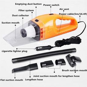 img 1 attached to 🧹 Powerful 4000 PA Suction Portable Car Handheld Vacuum: Wet & Dry Cleaning, 12V 120W High Power Auto Vac (Orange)