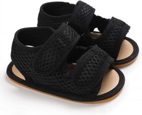 img 1 attached to Нескользящие летние уличные сандалии для мальчиков с закрытым носком, обувь для первых ходоков для малышей