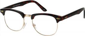 img 4 attached to ShadyVEU Vintage Half Frame Round Glasses UV Protection Clear Lens Retro Semi Rimless Horn Nerd Eyewear 60'S