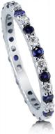 кольцо вечности из стерлингового серебра с имитацией синего сапфира cz для женщин, набор с родиевым покрытием, кубический цирконий, юбилейное обручальное кольцо, размер 4-10 - berricle логотип