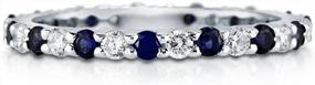 img 3 attached to Sterling Silver Simulated Blue Sapphire CZ Eternity Ring For Women, Rhodium Plated Pave Set Cubic Zirconia Anniversary Wedding Band Size 4-10 - BERRICLE