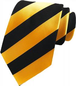 img 4 attached to Classic Striped Silk Men'S Tie - White And Black Streak For A Timeless Look