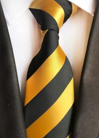 img 3 attached to Classic Striped Silk Men'S Tie - White And Black Streak For A Timeless Look