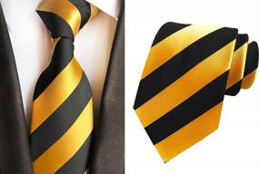 img 2 attached to Classic Striped Silk Men'S Tie - White And Black Streak For A Timeless Look