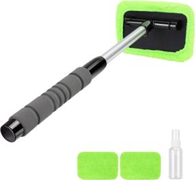 img 4 attached to 🧽 X XINDELL Windshield Glass Cleaning Tools with Extendable Handle and Reusable Microfiber Cloth – Auto Interior Accessories for Efficient Glass Cleaner (Extendable)