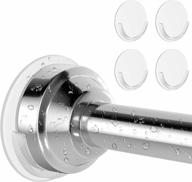 non-slip stainless steel shower curtain rod tension by feelso - rust-free and adjustable 40-75 inch spring rod with bonus no drill holders for bathroom logo