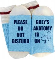 grey's anatomy cotton crew socks for women with novelty 'please do not disturb' letter printing - casual and humorous footwear logo