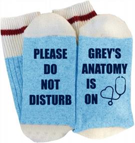 img 4 attached to Grey'S Anatomy Cotton Crew Socks For Women With Novelty 'Please Do Not Disturb' Letter Printing - Casual And Humorous Footwear