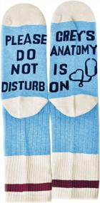 img 3 attached to Grey'S Anatomy Cotton Crew Socks For Women With Novelty 'Please Do Not Disturb' Letter Printing - Casual And Humorous Footwear