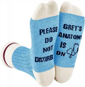 img 2 attached to Grey'S Anatomy Cotton Crew Socks For Women With Novelty 'Please Do Not Disturb' Letter Printing - Casual And Humorous Footwear