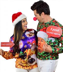 img 1 attached to Hilarious Cat-Themed Ugly Christmas Sweaters For Men, Women & Teens By Tstars