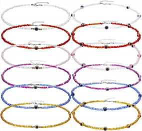 img 4 attached to 12-Piece Handmade Beaded Choker Set: Summer Jewelry For Women