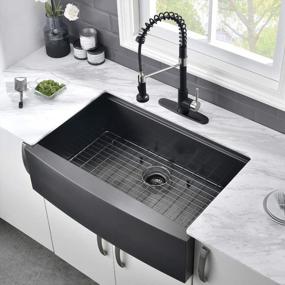 img 3 attached to VASOYO 30 Inch Matte Black Stainless Steel Farmhouse Kitchen Sink: 10 Inch Deep Single Bowl Workstation Sink For Modern Home