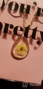 img 2 attached to 🌼 Yellow Gold Plated Necklace with BONALUNA Tear Drop Pendant Featuring Pressed Flowers