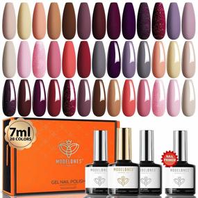 img 4 attached to Modelones 24 Pcs Gel Nail Polish Kit, 20 Colors 7Ml Winter Popular Nude Gray Pink Glitters Gel Nail Polish Set With Bond Primer Glossy & Matte Top Base Coat Nail Art Manicure DIY Salon At Home Gifts For Women