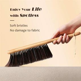 img 2 attached to 🧹 Hand Broom with Soft Horsehair Brushes - Upholstery Brush with Handle for Bench, Couch, Furniture, Counter, Bed, Fireplace Ash Dusting - Shop Brush Dustpan Combo - Foxtail Broom - Duster Cleaning Tool