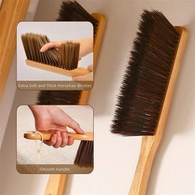 img 3 attached to 🧹 Hand Broom with Soft Horsehair Brushes - Upholstery Brush with Handle for Bench, Couch, Furniture, Counter, Bed, Fireplace Ash Dusting - Shop Brush Dustpan Combo - Foxtail Broom - Duster Cleaning Tool