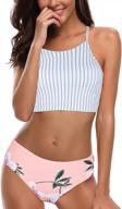 stylish macolily juniors bikini set with high neck bandeau top and cross-tie back for a chic beach look! logo