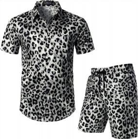 img 4 attached to Stand Out In Style: LucMatton Men'S Hipster 2 Piece Print Outfit With Stretchy Short Sleeve Shirt And Shorts