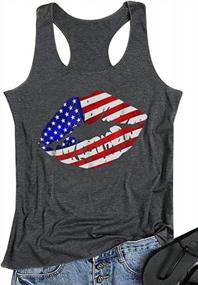 img 3 attached to Women'S Merica Letters Sunglass Graphic Sleeveless Tank Top - American Flag Shirt Vest (Medium, Dark Grey)