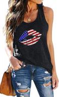 women's merica letters sunglass graphic sleeveless tank top - american flag shirt vest (medium, dark grey) logo