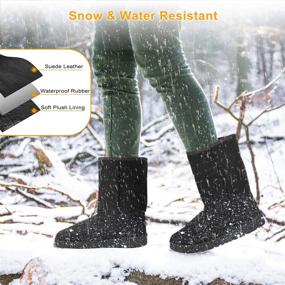 img 3 attached to Moclever Women's Waterproof Mid-Calf Snow Boots - Faux Suede Winter Footwear for Ladies