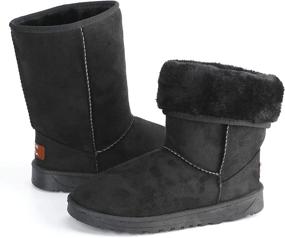 img 4 attached to Moclever Women's Waterproof Mid-Calf Snow Boots - Faux Suede Winter Footwear for Ladies