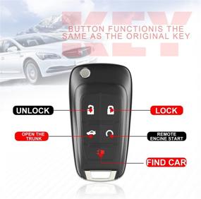 img 1 attached to 5 Buttons Keyless Entry Flip Car Remote Key Fob (2 Pack) – Fits Chevy Camaro, Cruze, Equinox, GMC Terrain, Lacrosse, Malibu, Impala 2010-2016, P/N: OHT01060512 315Mhz Replacement