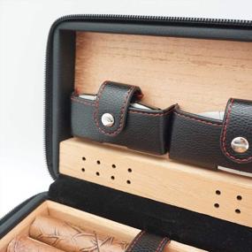 img 2 attached to Portable Leather Cigar Humidor Case With Humidifier And Cedar Wood For Travel - 4 Piece Set In Black