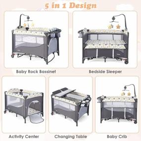 img 3 attached to 5-In-1 INFANS Pack And Play: Baby Bedside Sleeper With Bassinet, Diaper Changer, Mattress & More - Portable Foldable Crib For Newborn Toddlers (Bear)