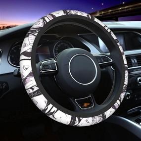 img 4 attached to 🚗 Universal 15 inch Anime Steering Wheel Cover for Car - Collage Manga Steering Wheel Protector Covers Men and Women