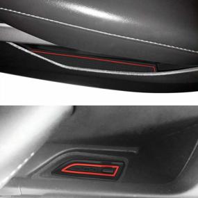 img 2 attached to Camaro Accessories 2022 2021 2020 2019 2018 2017 2016 Red Door Compartment Liners Cup Holder Center Console Mats Interior Anti Dust 9 Pcs/Set Custom Fit