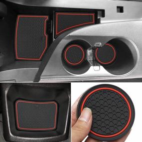 img 4 attached to Camaro Accessories 2022 2021 2020 2019 2018 2017 2016 Red Door Compartment Liners Cup Holder Center Console Mats Interior Anti Dust 9 Pcs/Set Custom Fit