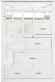 img 1 attached to Merax White Twin Bunk Bed With Trundle, Staircase, And 4 Storage Drawers - Hardwood Trundle Bunk Bed Ideal For Space-Saving