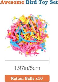 img 1 attached to 🐦 Noryika 1.97 inch Rattan Balls Birds Toy - 10 Pack, Bird Chew Toys, Wicker Bird Balls, Bird Cage DIY Accessories, Rattan Balls with Shredded Paper for Bird Chewing Small Animals Playing - Colorful