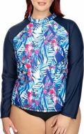 perona women’s plus size rash guard long sleeve swim shirts upf 50+ sun protection top logo
