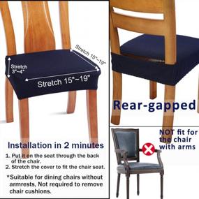 img 2 attached to Transform Your Dining Room With BUYUE'S Fast Installation Chair Covers Set Of 4 In Navy Blue