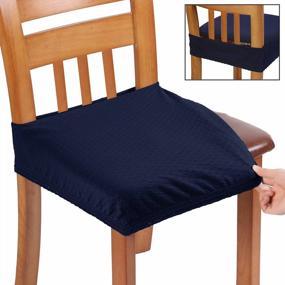 img 4 attached to Transform Your Dining Room With BUYUE'S Fast Installation Chair Covers Set Of 4 In Navy Blue