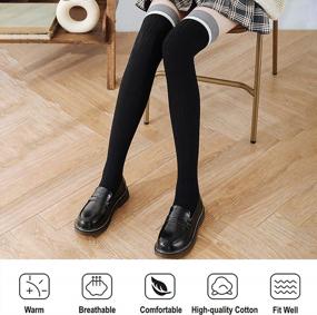 img 2 attached to Striped Thigh High Socks For Women: Comfortable And Cosplay-Ready