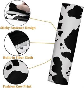 img 1 attached to 🐮 Enhance Your Car Interior with AUTOXBERT 3Pcs Cow Print Steering Wheel Cover Set including 15-Inch Wheel Protector and 2 Pack Seat Belt Shoulder Pad – Non Slip Car Interior Decorations